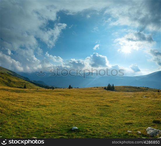 Summer view from Transalpina road (Southern Carpathians, Romania). Panorama.