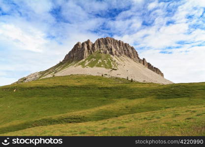 summer view of Castellazzo mount, Rolle pass, Trentino, Italy