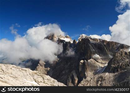 summer view of Cimon della Pala peak, Pale di San Martino group, Trentino, Italy