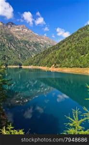summer view of Pian Palu lake in Pejo Valley, Trentino, Italy