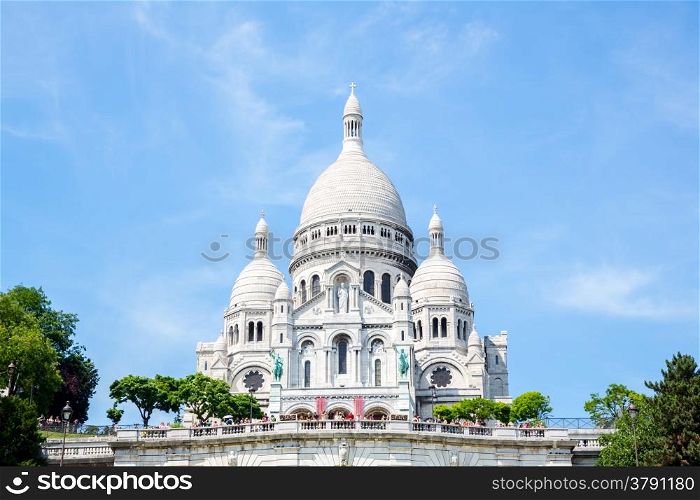 Summer view of Sacre Coeur Cathedral on Montmartre , Paris, France.