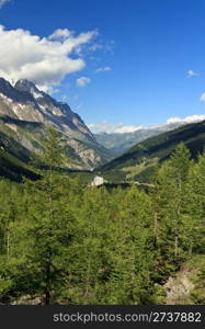 summer view of Veny valley, Courmayeur, Aosta Valley, Italy