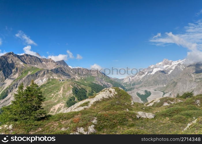summer view of Veny valley in Courmayeur,