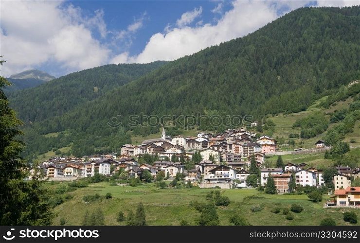 summer view of Vermiglio, Trentino, Italy