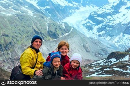 Summer view to Kaunertal Gletscher and family (Austria, Tirol).