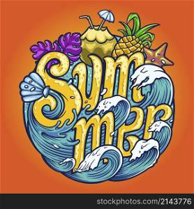 Summer Wave Typeface Tropical Vector illustrations for your work Logo, mascot merchandise t-shirt, stickers and Label designs, poster, greeting cards advertising business company or brands.