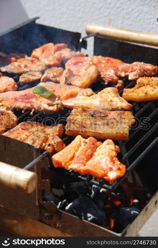summer weekend with a delicious grilled fresh meat closeup
