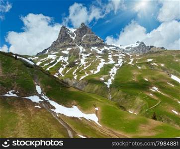 Summer Widderstein mountain view (Warth, Vorarlberg, Austria).