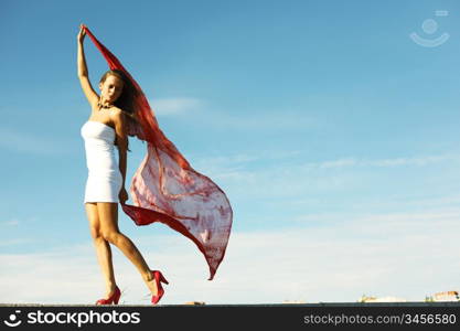 summer woman in blue sky