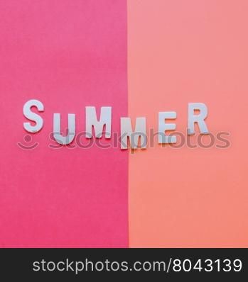 Summer wooden alphabet on red tone color background&#xA;