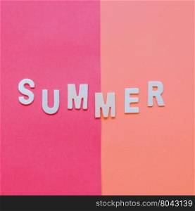 Summer wooden alphabet on red tone color background&#xA;