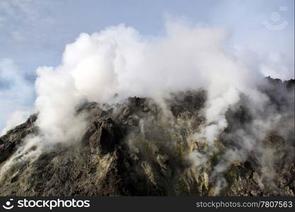 Summit of volcano Merapi in Jawa, Indonesia