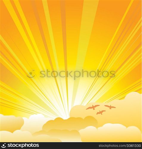 Sun and clouds background illustration