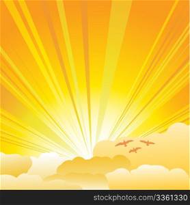 Sun and clouds background illustration