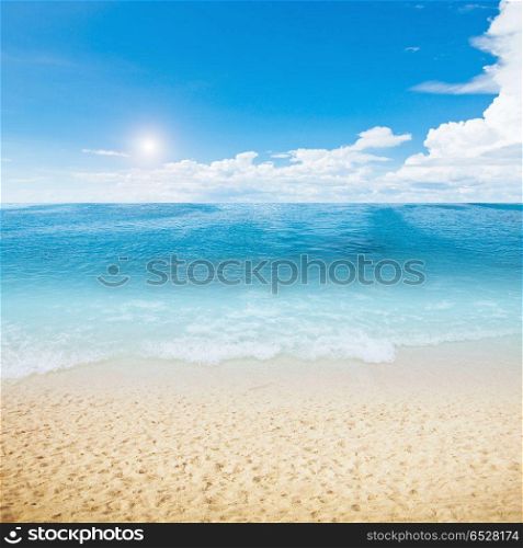 Sun and island beach. Sun and island beach. Summer shot outdoor scene. Sun and island beach