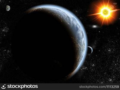 Sun and planets in space