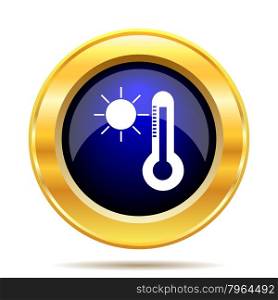 Sun and thermometer icon. Internet button on white background.