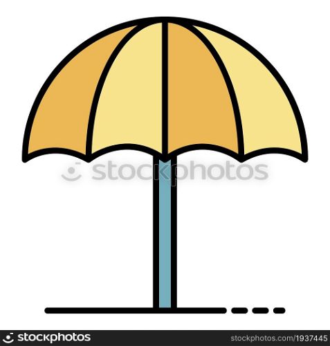 Sun beach umbrella icon. Outline sun beach umbrella vector icon color flat isolated. Sun beach umbrella icon color outline vector