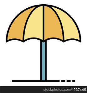 Sun beach umbrella icon. Outline sun beach umbrella vector icon color flat isolated. Sun beach umbrella icon color outline vector