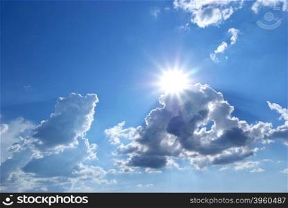Sun behind the cloud. Nature composition.