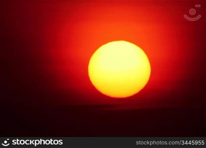 sun close up in sunset sky