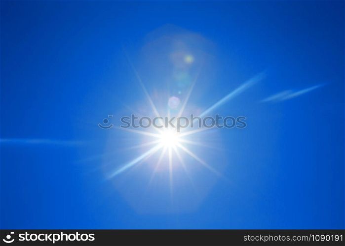 sun in sky. Blue sky background