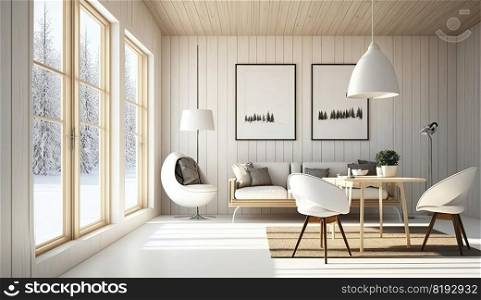 sun light room white. interior design, wall empty, white floor, modern space, background 3d, abstract blank sun light room white ai generated illustration. sun light room white ai generated