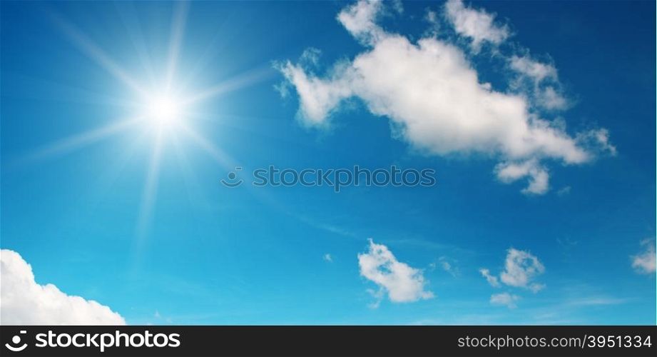 sun on beautiful blue sky