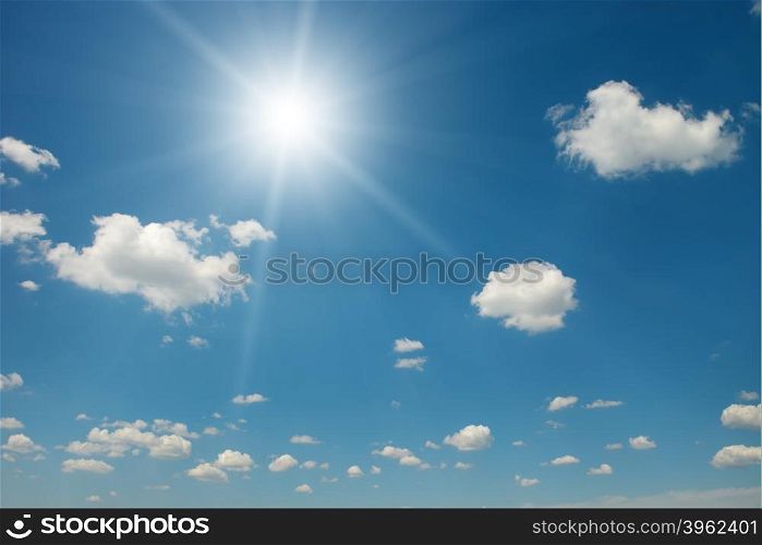 sun on beautiful blue sky