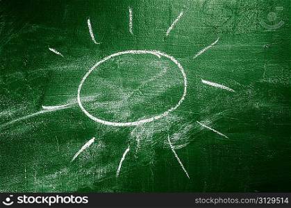 sun on green chalk board