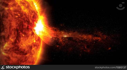 Sun on space background. Elements of this image furnished by NASA.