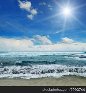 sun over sea and blue sky