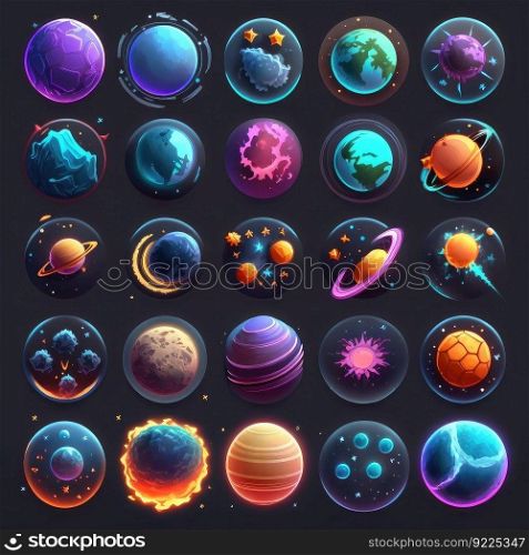 sun planet space galaxy ai generated. sky world, game system, icon satellite sun planet space galaxy illustration. sun planet space galaxy ai generated