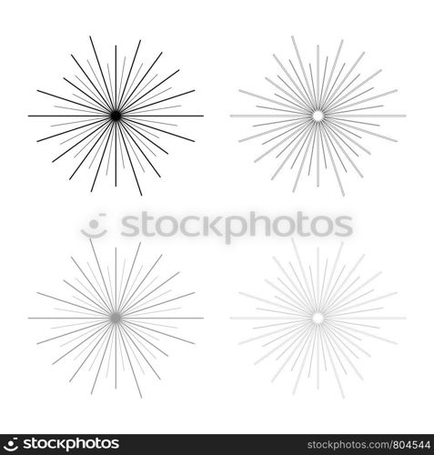 Sun rays Sunbeam concept icon outline set black grey color vector illustration flat style simple image