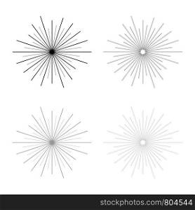 Sun rays Sunbeam concept icon outline set black grey color vector illustration flat style simple image