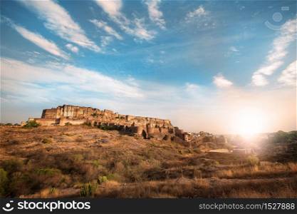 Sun set at Mehrangarh fort at Jodhpur, Rajasthan, India. An UNESCO World herritage.. Sun set at Mehrangarh fort at Jodhpur.