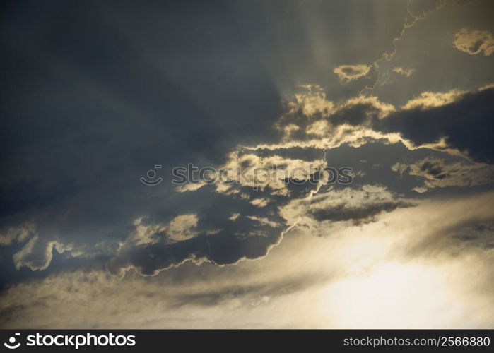 Sun shining through clouds.