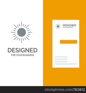 Sun, Sunrise, Sunset Grey Logo Design and Business Card Template