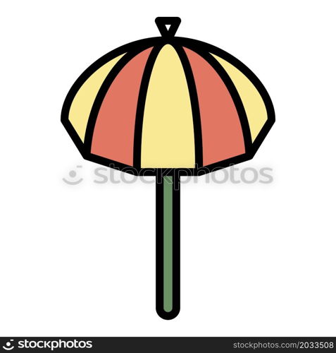 Sun umbrella icon. Outline sun umbrella vector icon color flat isolated. Sun umbrella icon color outline vector