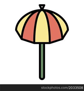 Sun umbrella icon. Outline sun umbrella vector icon color flat isolated. Sun umbrella icon color outline vector