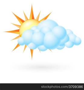 Sun with cloud. Illustration on white background