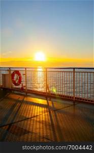 Sundown at open deck of ship - Seascape