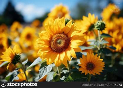 Sunflower field. Generative AI
