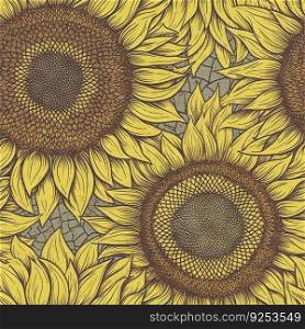 Sunflower flower seamless pattern. Floral seamless background. Generative AI.. Sunflower flower seamless pattern. Floral seamless background. Generative AI