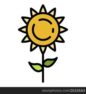 Sunflower icon. Outline sunflower vector icon color flat isolated. Sunflower icon color outline vector