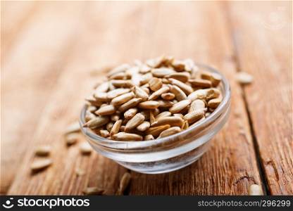 sunflower seed in bowl on a table
