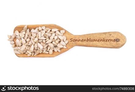 Sunflower seeds on shovel