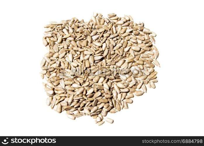 sunflower seeds peeled isolated on white background photo. Beautiful picture, background, wallpaper