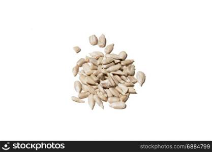 sunflower seeds peeled isolated on white background photo. Beautiful picture, background, wallpaper