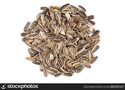 sunflower seeds pile isolated on white background